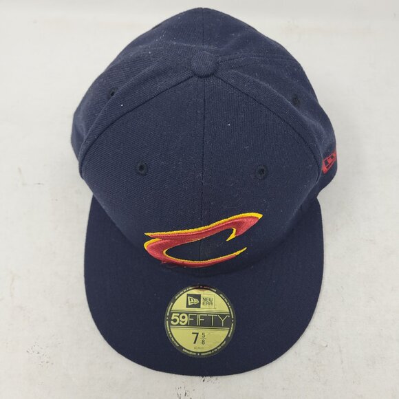 New Era Cleveland Cavaliers Cavs Fitted Hat Dark Navy Blue 7 5/8 lebron - Picture 2 of 8